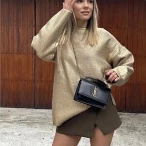 ZARA GOLD METALLIC OVERSIZE SWEATER MEDIUM